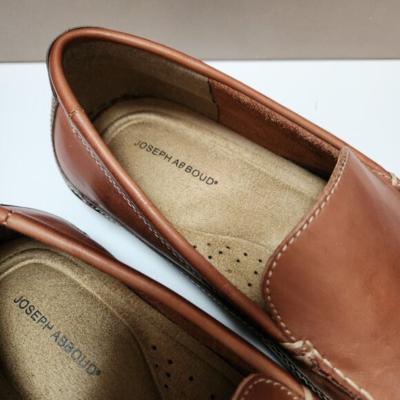 Joseph Abboud Royce Tan/Dark Brown Driving Mocs Loafers Men's 9 Leather Upper - Picture 7 of 16